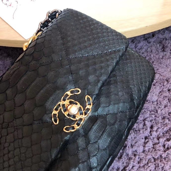 CHANEL 19 Flap Bag Original Snake skin flap bag AS1160 Black