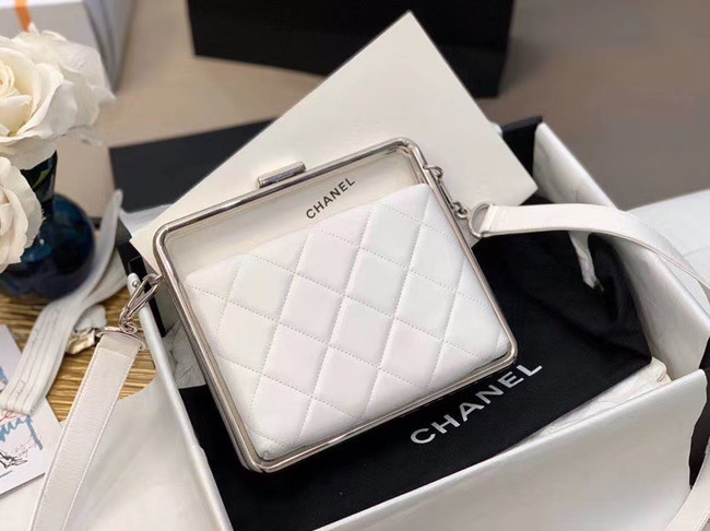 Chanel Original Sheepskin Leather clutch bag AS1732 white