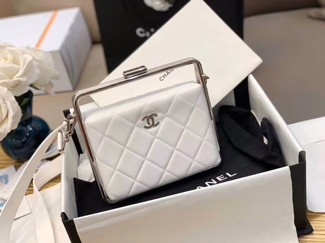 Chanel Original Sheepskin Leather clutch bag AS1732 white