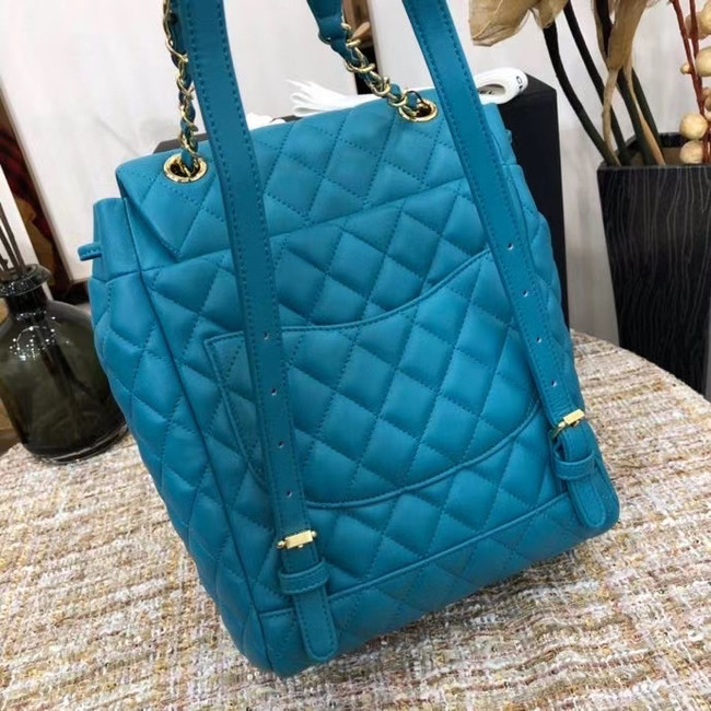 Chanel Backpack Sheepskin Original Leather 83431 sky blue