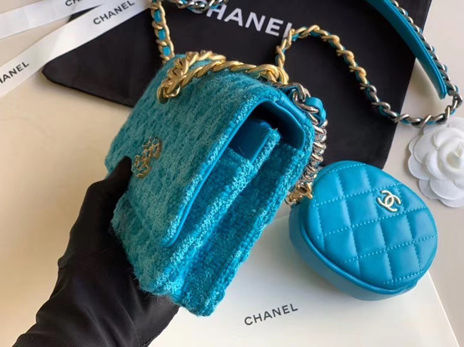 CHANEL 19 Flap Bag WOC 33817 blue