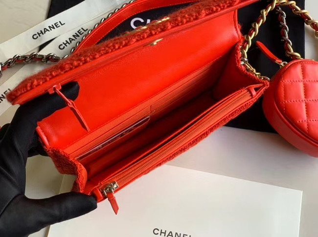 CHANEL 19 Flap Bag WOC 33817 red