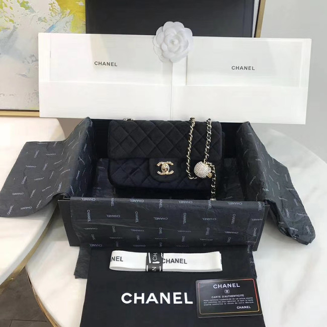 Chanel Original Small velvet flap bag AS1792 black