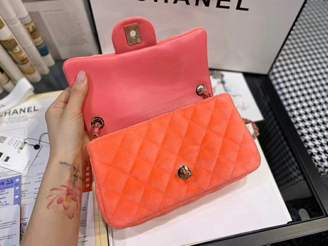 Chanel Original Small velvet flap bag AS1792 orange