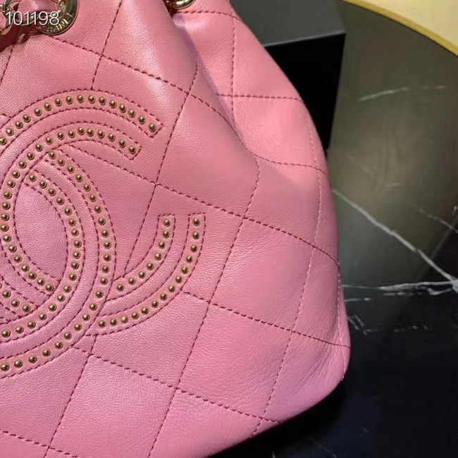 CHANEL Calfskin small Backpack & gold-Tone Metal AS1614 pink