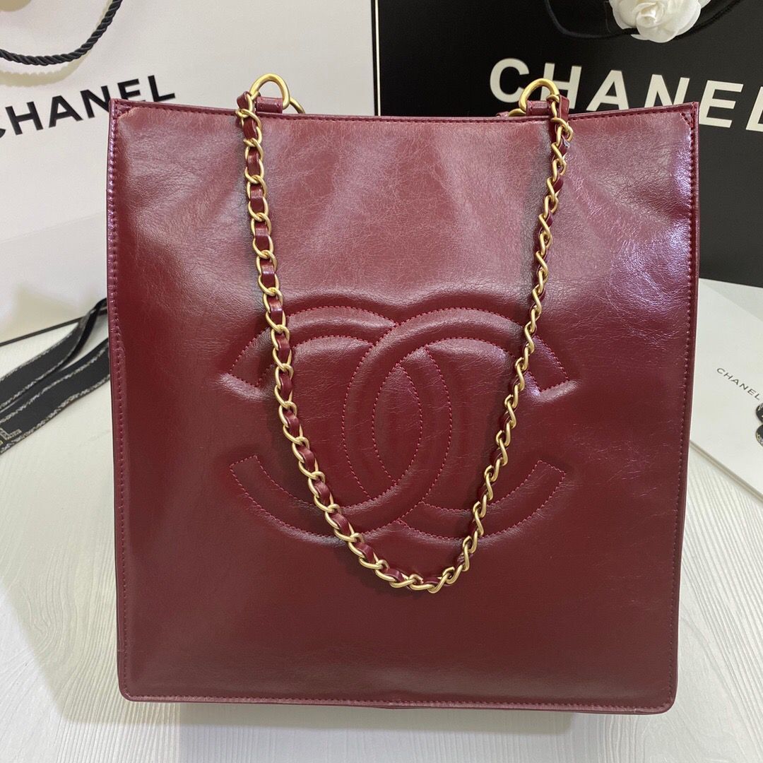 Chanel Original Leather Tote Shopping Bag AS1942 Wine