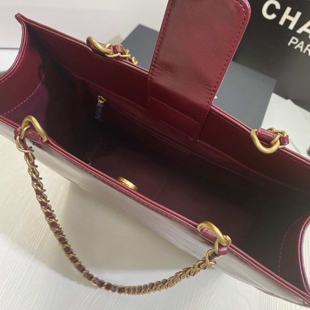 Chanel Original Leather Tote Shopping Bag AS1942 Wine