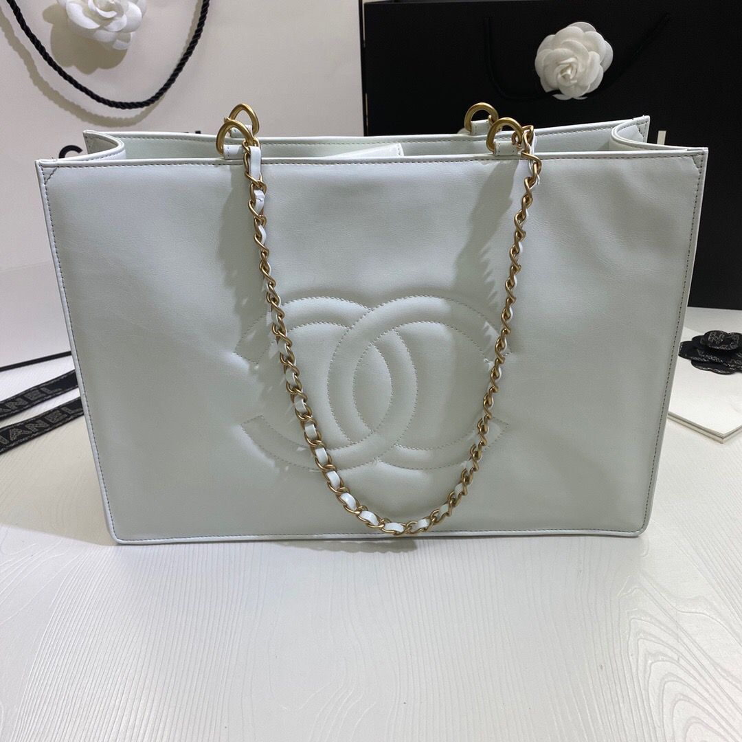 Chanel Original Leather Tote Shopping Bag AS1943 White