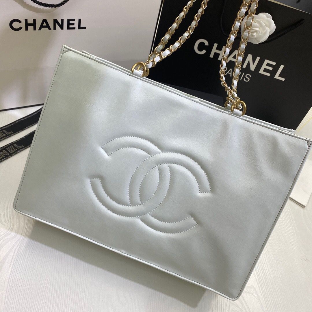 Chanel Original Leather Tote Shopping Bag AS1943 White