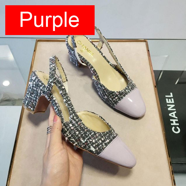 Chanel tweed slingbacks 55mm heel G31318 beige&pink