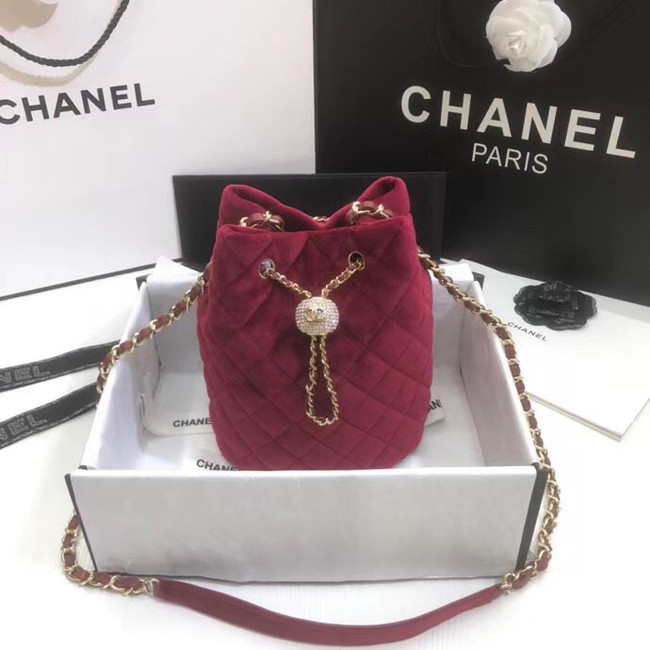 Chanel velvet Drawstring bag AS1894 Burgundy