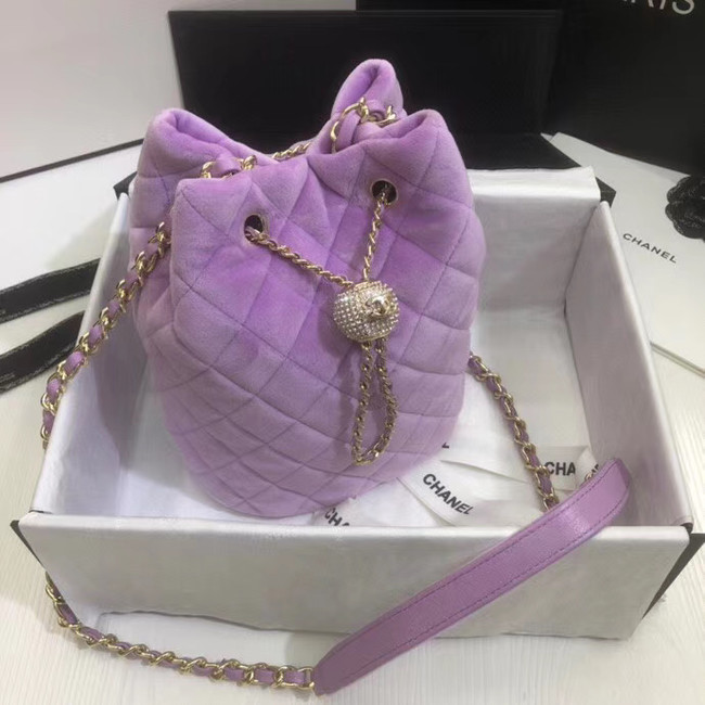 Chanel velvet Drawstring bag AS1894 Lavender