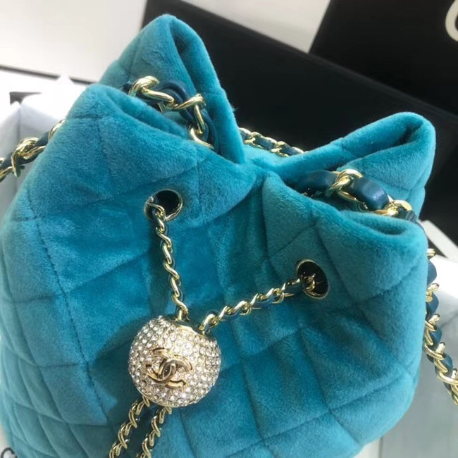 Chanel velvet Drawstring bag AS1894 light blue