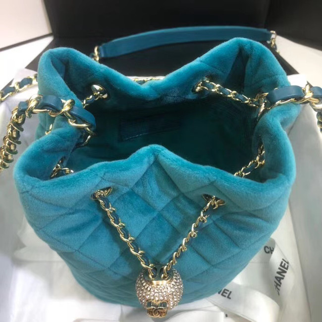 Chanel velvet Drawstring bag AS1894 light blue