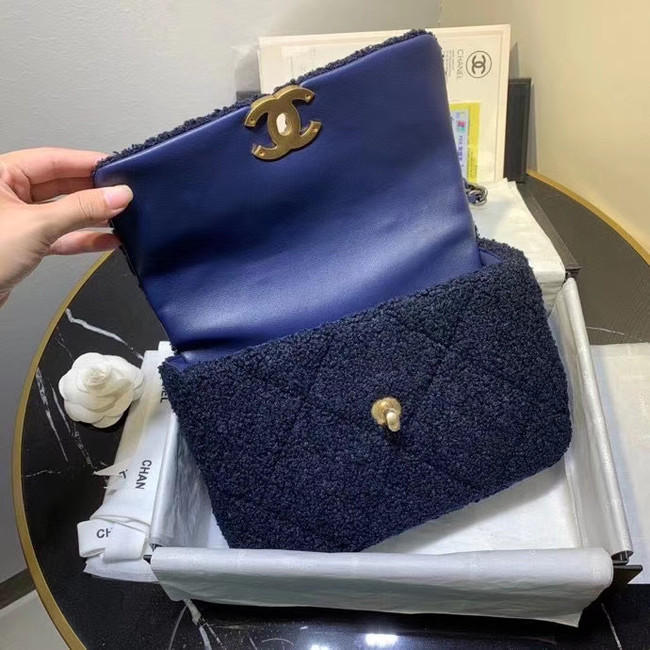 Chanel 19 wool flap bag AS1160 Royal Blue