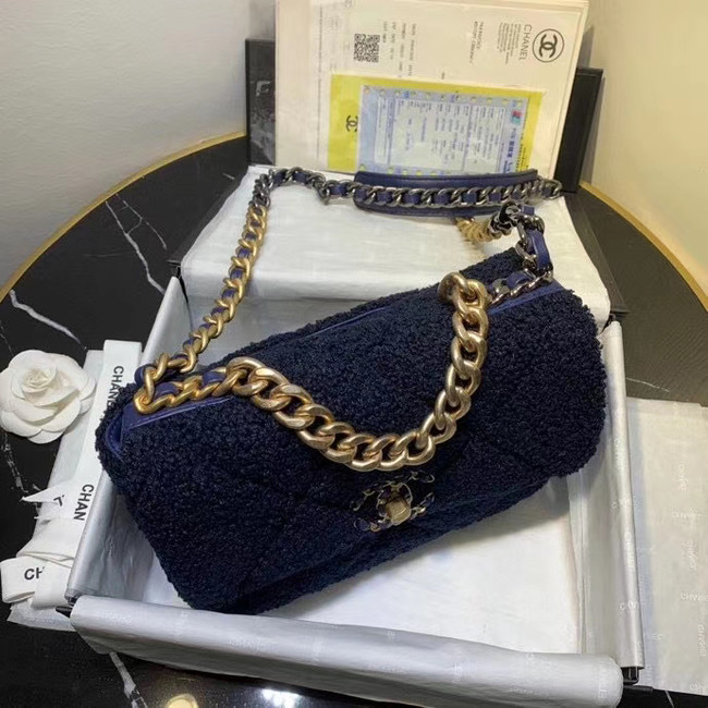 Chanel 19 wool flap bag AS1160 Royal Blue