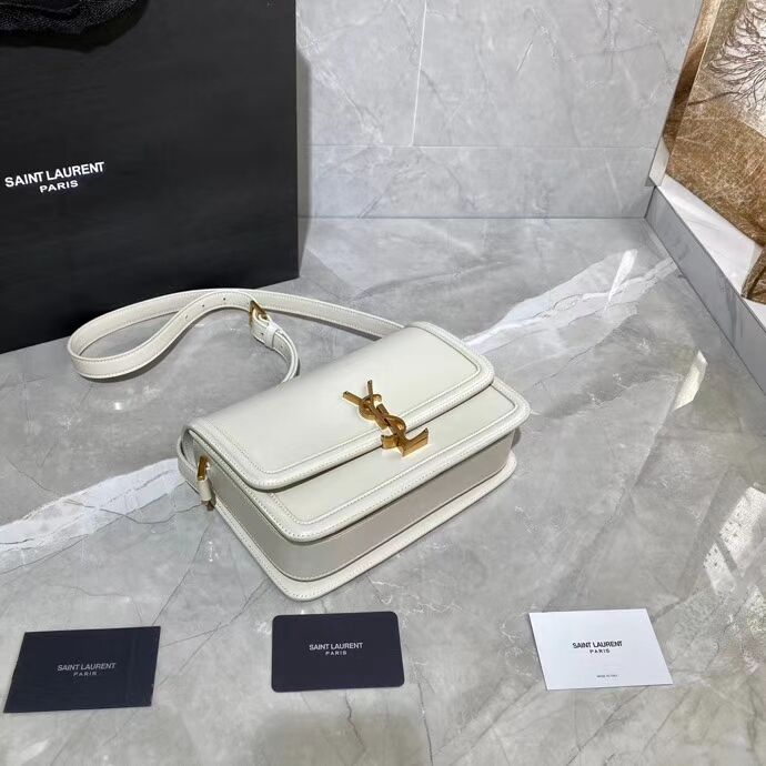 SOLFERINO MEDIUM SATCHEL IN BOX SAINT LAURENT LEATHER Y63435 white