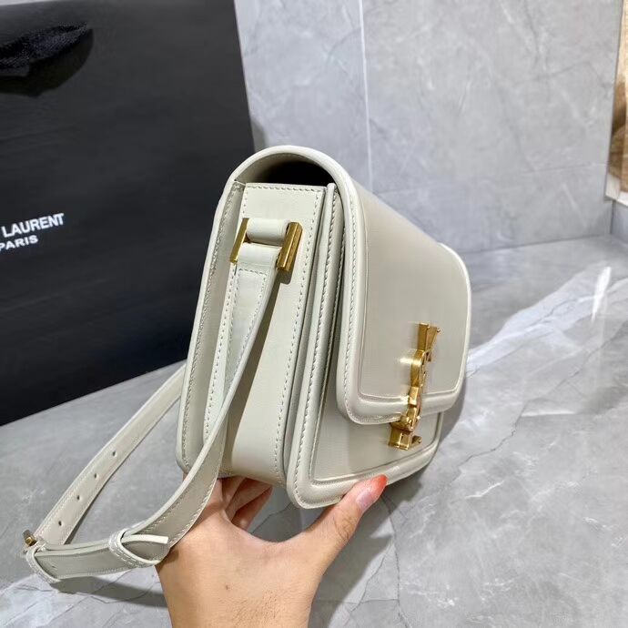 SOLFERINO MEDIUM SATCHEL IN BOX SAINT LAURENT LEATHER Y63435 white