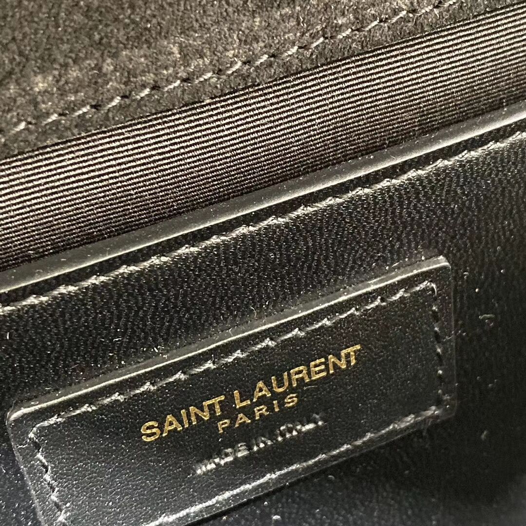 YSL ENVELOPPE MEDIUM BAG IN MIX MATELASSE GRAIN DE POUDRE EMBOSSED IN SUEDE Y487206 black 