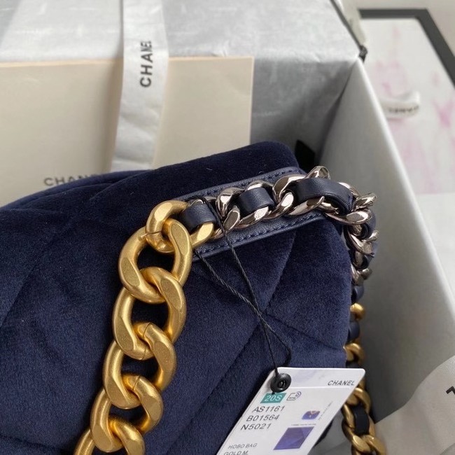 Chanel 19 flap bag velvet AS1161 Royal Blue