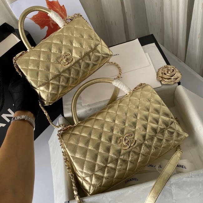 Chanel Flap Bag with Top Handle A92991 gold