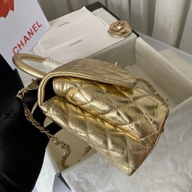 Chanel Flap Bag with Top Handle A92991 gold