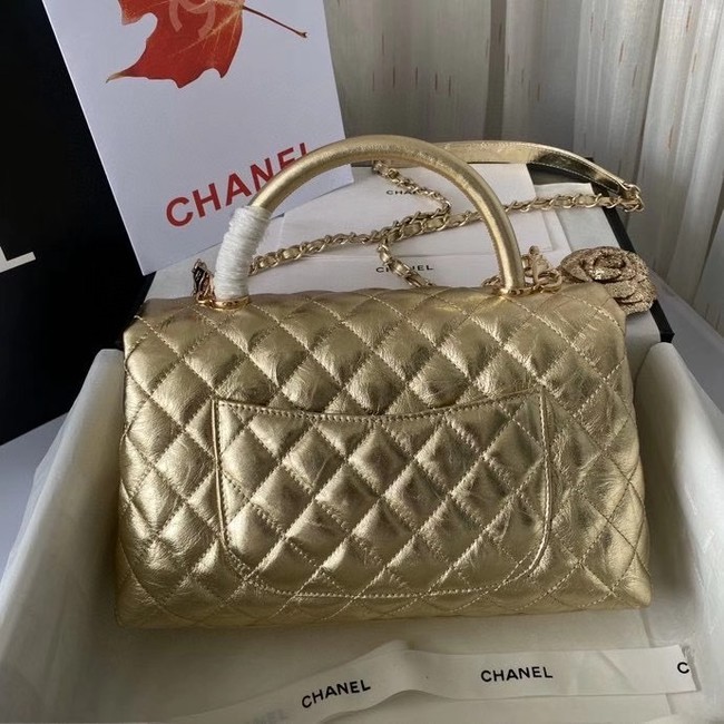 Chanel Flap Bag with Top Handle A92991 gold