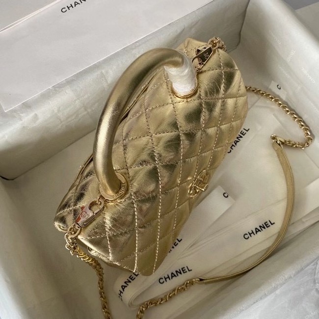 Chanel Small Flap Bag with Top Handle 92990 GOLD