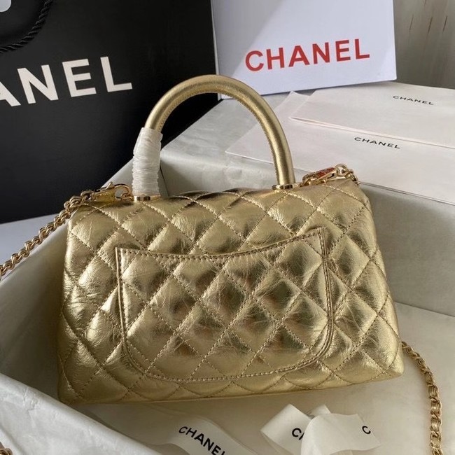 Chanel Small Flap Bag with Top Handle 92990 GOLD