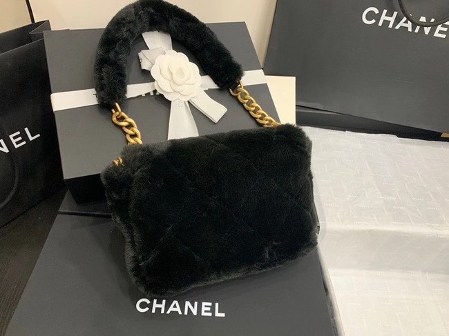 Chanel flap bag Shearling Lambskin & Gold-Tone Metal AS2240 black