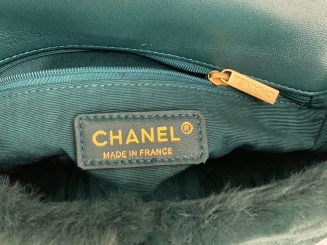 Chanel flap bag Shearling Lambskin & Gold-Tone Metal AS2240 green