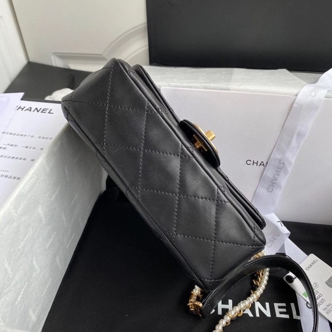 Chanel small flap bag Lambskin & Gold-Tone Metal AS2210 black