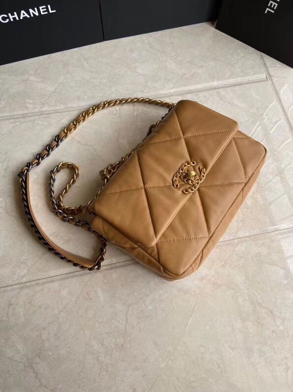 Chanel 19 flap bag AS1160 brown