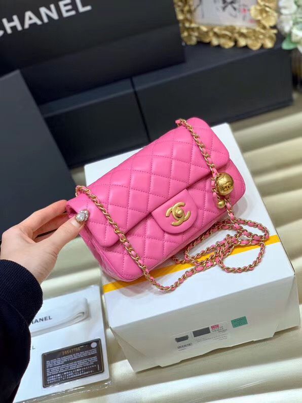 Chanel MINI Flap Bag Original Sheepskin Leather AS1787 Pink