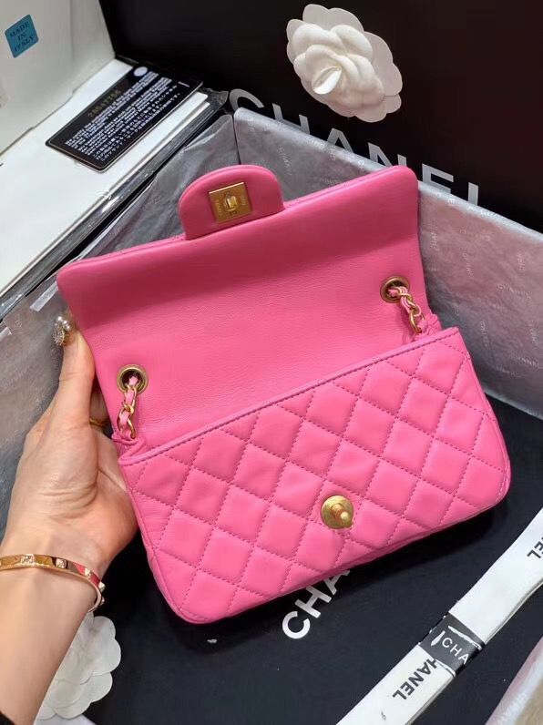 Chanel MINI Flap Bag Original Sheepskin Leather AS1787 Pink