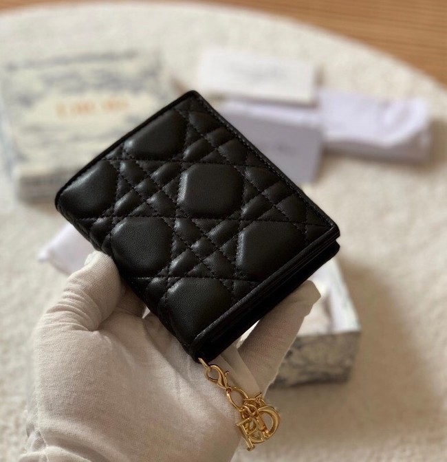 MINI LADY DIOR WALLET Cannage Lambskin S0178 black