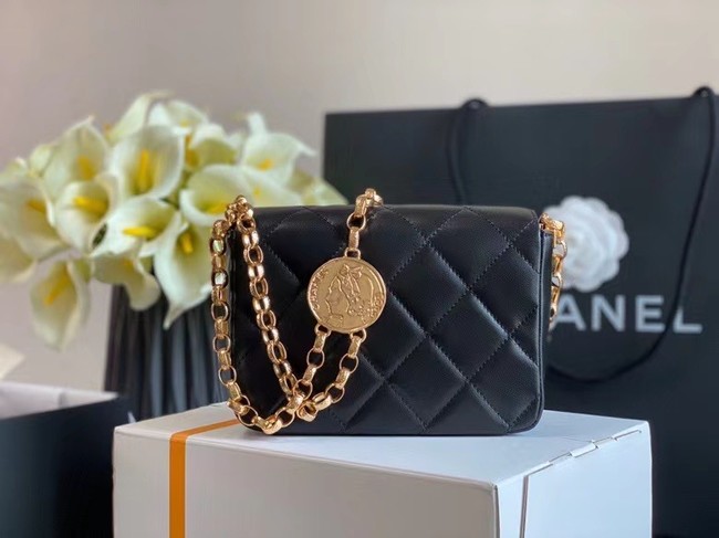 Chanel flap bag Lambskin & Gold-Tone Metal AS2222 black