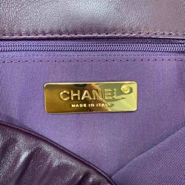 Chanel 19 flap bag AS1161 deep purple