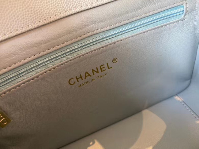 Chanel small flap bag Calfskin & Gold-Tone Metal A93749 light blue