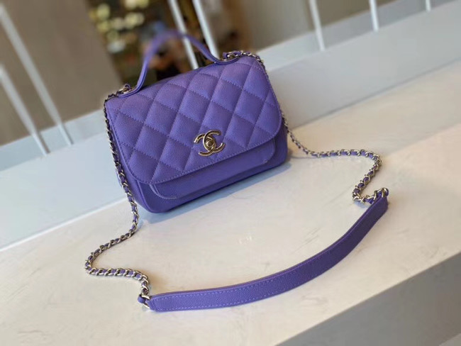 Chanel small flap bag Calfskin & Gold-Tone Metal A93749 purple