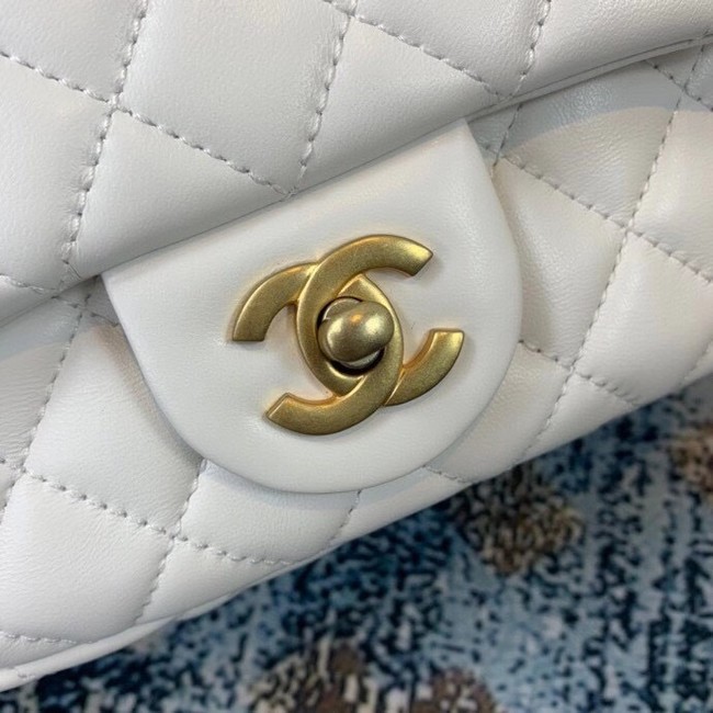 Chanel small flap bag Lambskin & Gold-Tone Metal AS2203 White