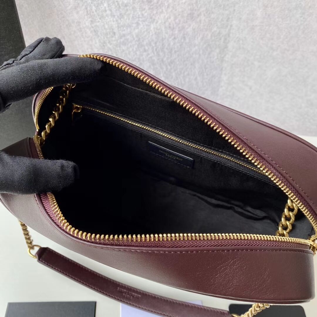Yves Saint Laurent Calfskin Leather Shoulder Bag Y625386 Burgundy 