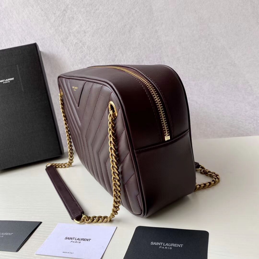 Yves Saint Laurent Calfskin Leather Shoulder Bag Y625386 Burgundy 