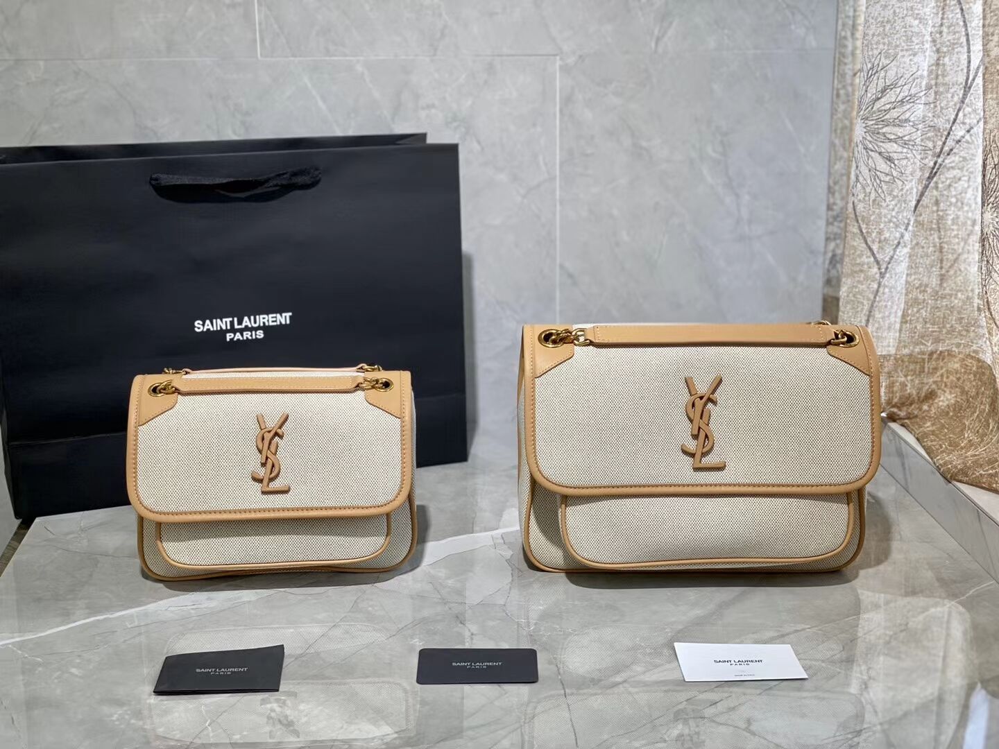 Yves Saint Laurent IN CANVAS AND LEATHER Y698894H Apricot