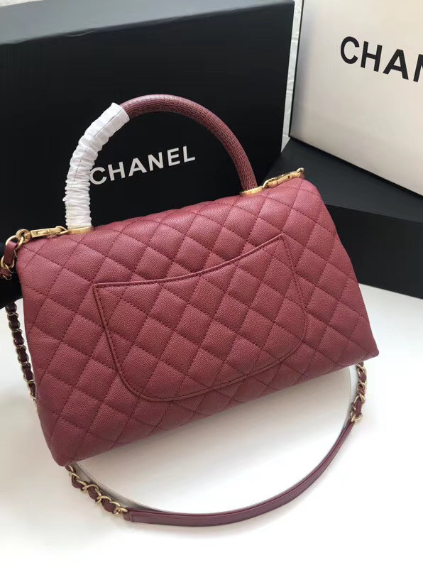 Chanel flap bag with Burgundy top handle A92991 Burgundy