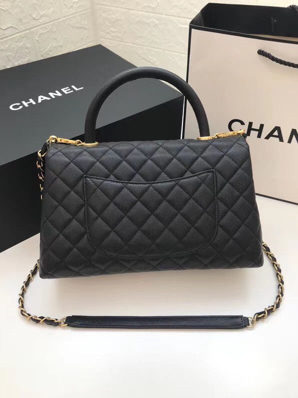 Chanel flap bag with top handle A92991 black