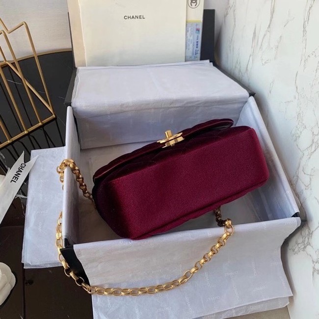 Chanel flap bag velvet & Gold-Tone Metal AS2222 Burgundy