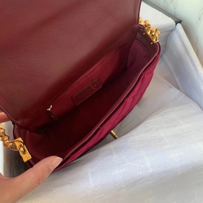 Chanel flap bag velvet & Gold-Tone Metal AS2222 Burgundy