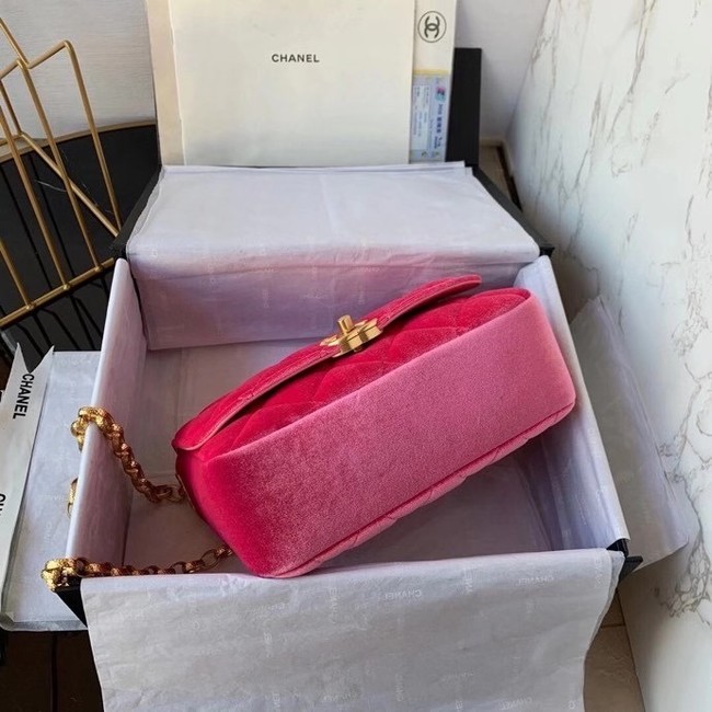 Chanel flap bag velvet & Gold-Tone Metal AS2222 Coral