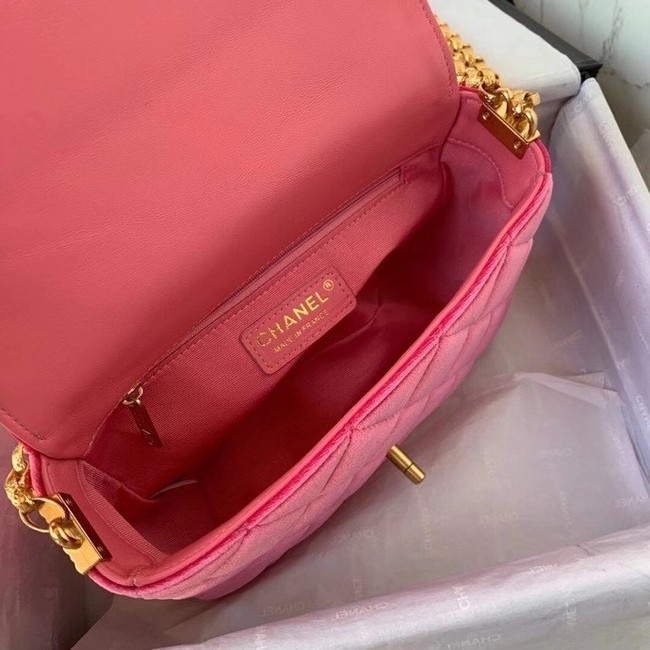 Chanel flap bag velvet & Gold-Tone Metal AS2222 Coral